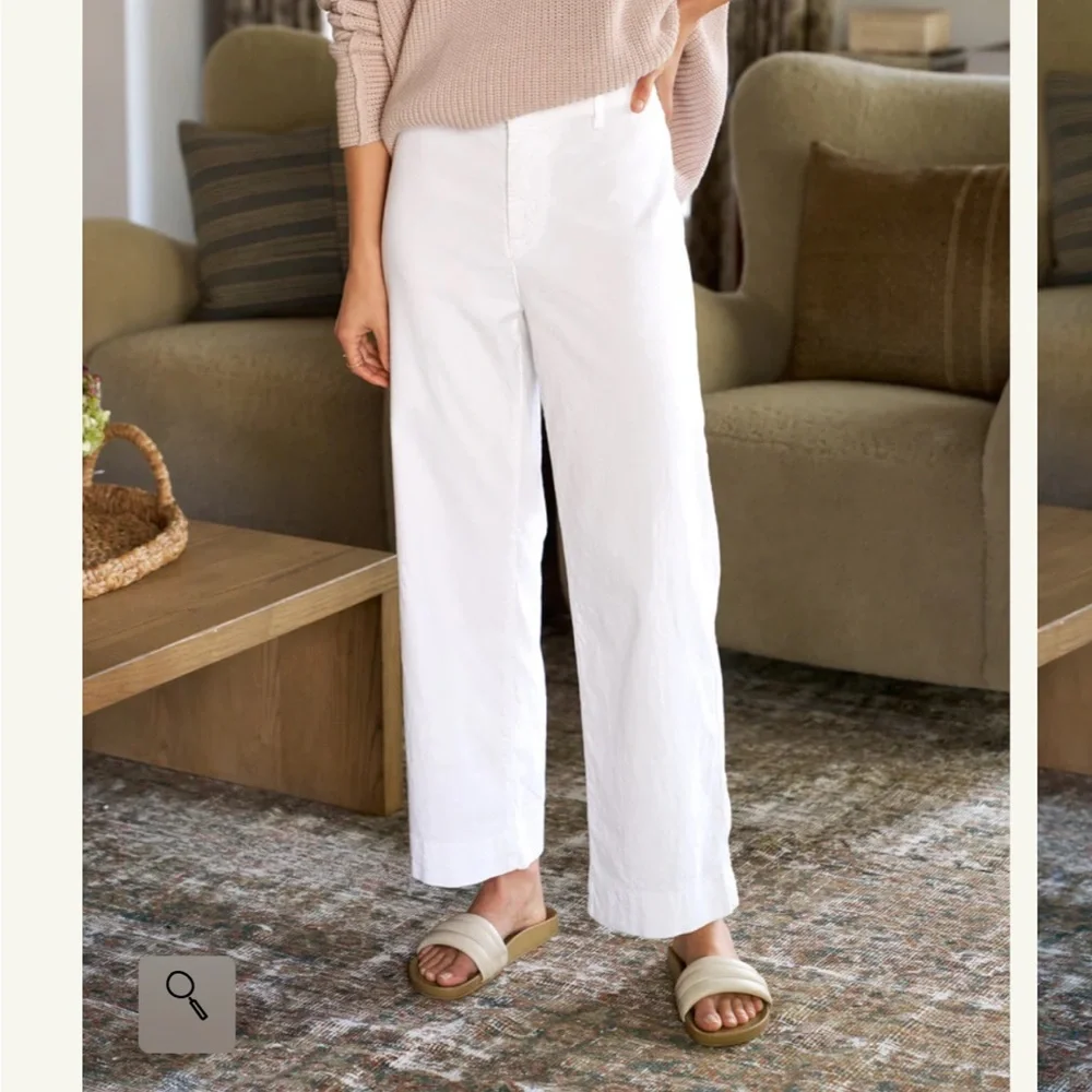 Frank Eileen sz 6 Wexford Linen Cotton Pants Trouser White Wide Leg High Waist - Picture 3 of 13